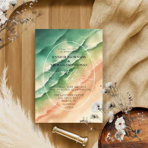 Invitation Green Sea Ocean Beach Eté Aquarelle Mariage