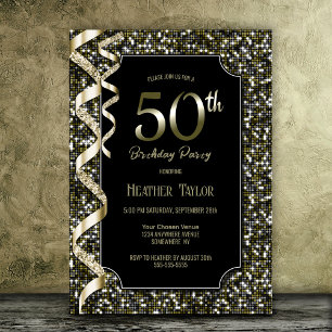 Invitation Green Sequins 50e fête d'anniversaire
