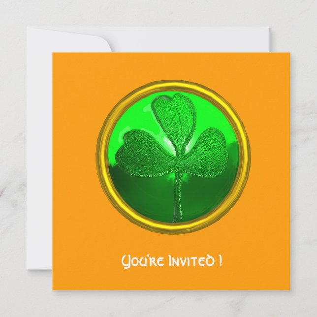 INVITATION GREEN SHAMROCK GEMSTONE, FÊTE DE LA JOURNÉE DE ST  (Devant)