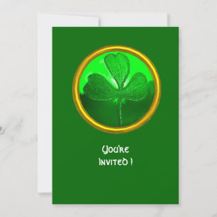 INVITATION GREEN SHAMROCK GEMSTONE, FÊTE DE LA JOURNÉE DE ST