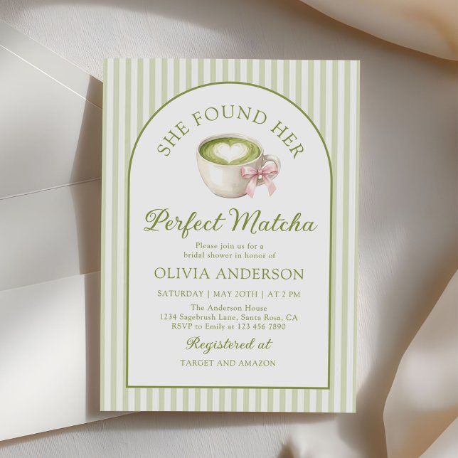 Invitation Green She's Found Her Perfect Matcha Bridal Shower (Créateur téléchargé)