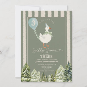 Invitation Green Silly Goose Winter Forest Boy 3e anniversair