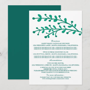 Invitation Green Simple Foliage Information du Mariage