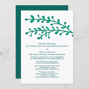 Invitation Green Simple Foliage Invite de mariage