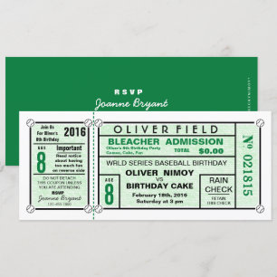 Invitation Green Stadium Billetterie Baseball Anniversaire