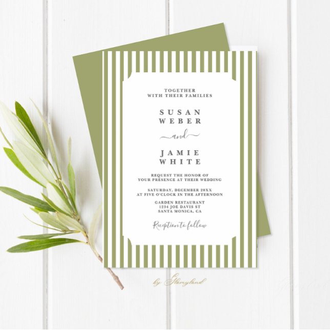 Invitation Green Stripes Wedding (Créateur téléchargé)