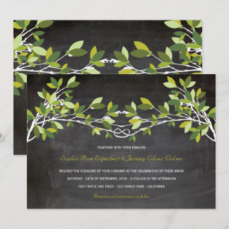 Invitation Green Summer Knott Love Tree Chalkboard Mariage