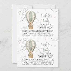 Invitation Green Teddy Balloon Adventure Book for Baby shower