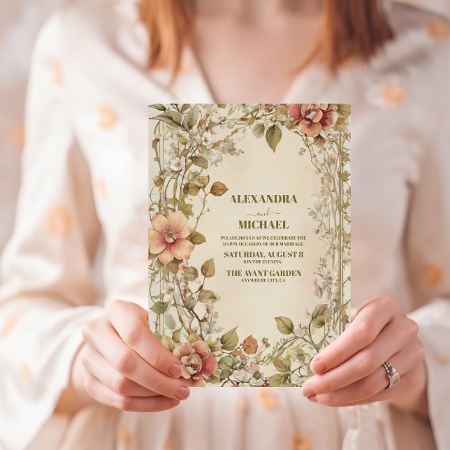 Invitation Green & Terra Cotta Floral Mariage I (Créateur téléchargé)