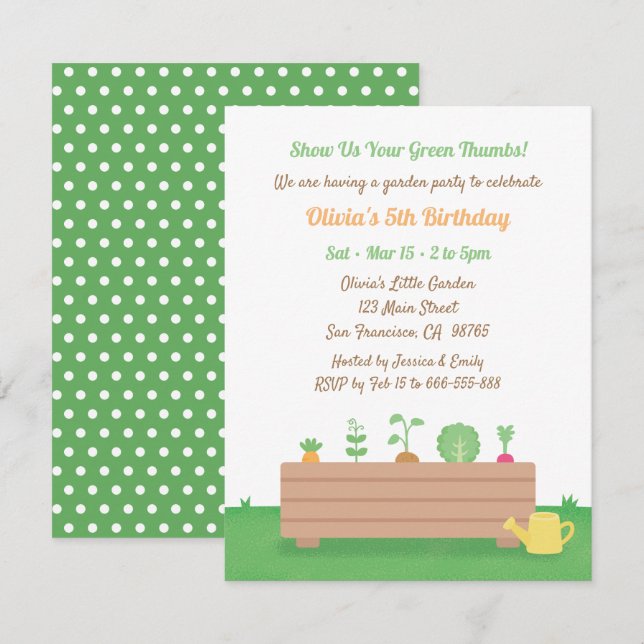 Invitation Green Thumbs Planter Box Anniversaire de enfant Pa (Devant / Derrière)