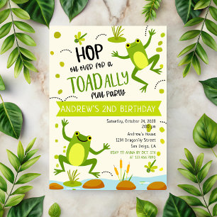 Invitation Green TOADally Fun Frog Anniversaire de enfant Par