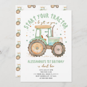 Invitation Green Tractor 1er anniversaire