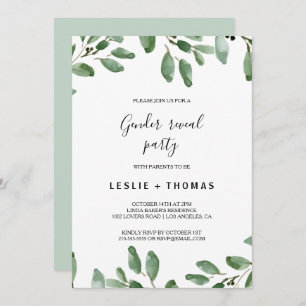 Invitation Green Tropical Eucalyptus Genre Reveal Party