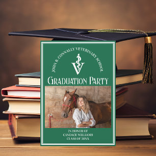 Invitation Green Veterinary School Photo Graduation Party