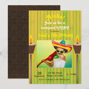 Invitation Green Vintage Retro Summer Party Luau Anniversaire