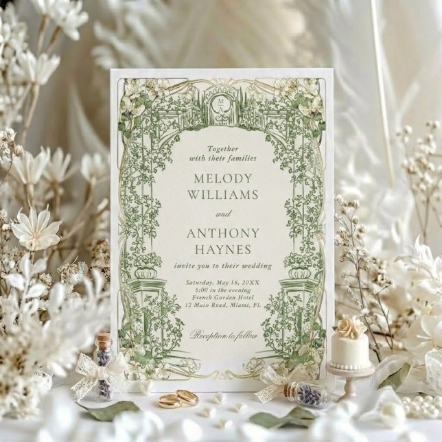 Invitation Green Watercolor Garden art Gate Wedding (Créateur téléchargé)