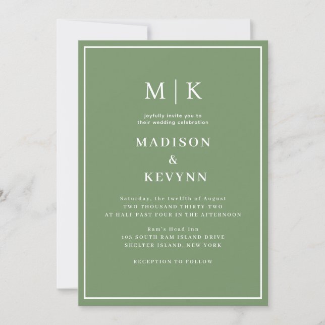 Invitation Green  Wedding (Devant)