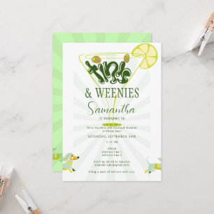 Invitation Green Weenies & Tinis Funny Martini fête d'anniver