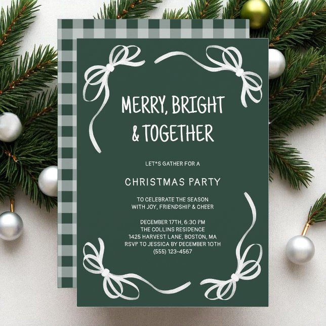 Invitation Green Whimsical Main dessinée Amis Noël fête (Green Whimsical Hand Drawn Friends Christmas Party Invitation)