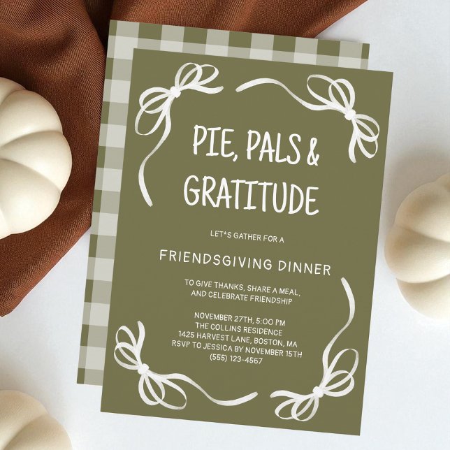 Invitation Green Whimsical Main Draendsgiving Friendsgiving D (Green Whimsical Hand Drawn Friendsgiving Dinner Invitation)