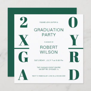 Invitation Green White Bold Typography Graduation Party