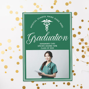 Invitation Green White Médicale School Photo Party