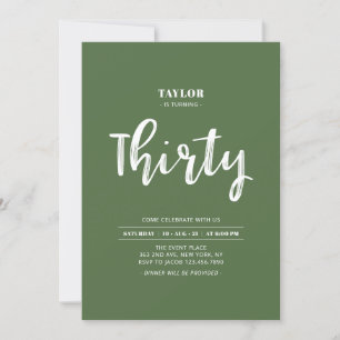 Invitation Green & White Simple 30e fête d'anniversaire