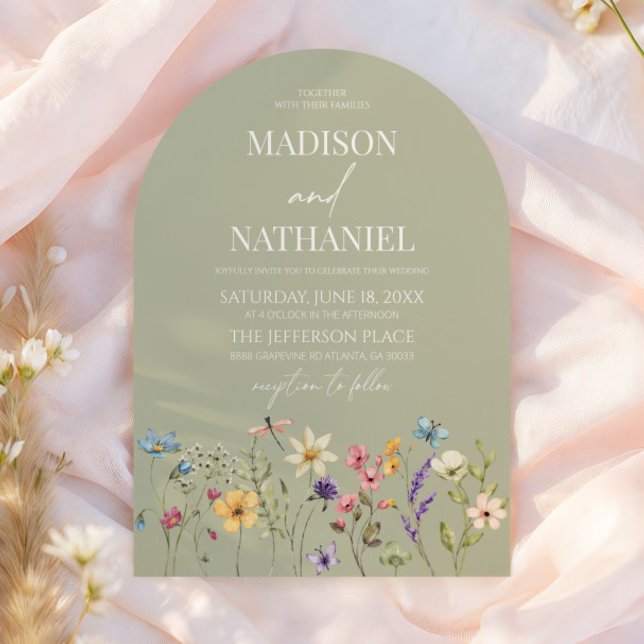 Invitation Green Wildflower Wild Flower Floral Garden Wedding (Créateur téléchargé)