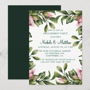 Invitation Green Wreath Rose Rose Bud