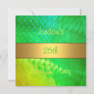 Invitation Green Yellow Swirl Gold 25e fête d'anniversaire