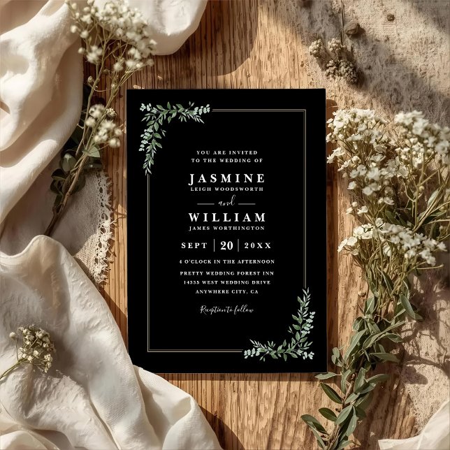 Invitation Greenery Eucalyptus Elegant Modern QR Code Wedding (Créateur téléchargé)
