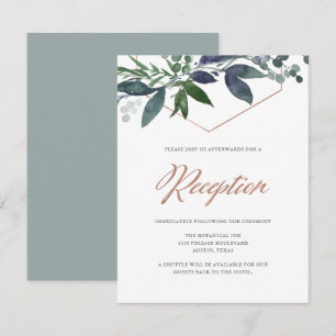 Invitation Greenery Geo   Réception de mariage en or rose
