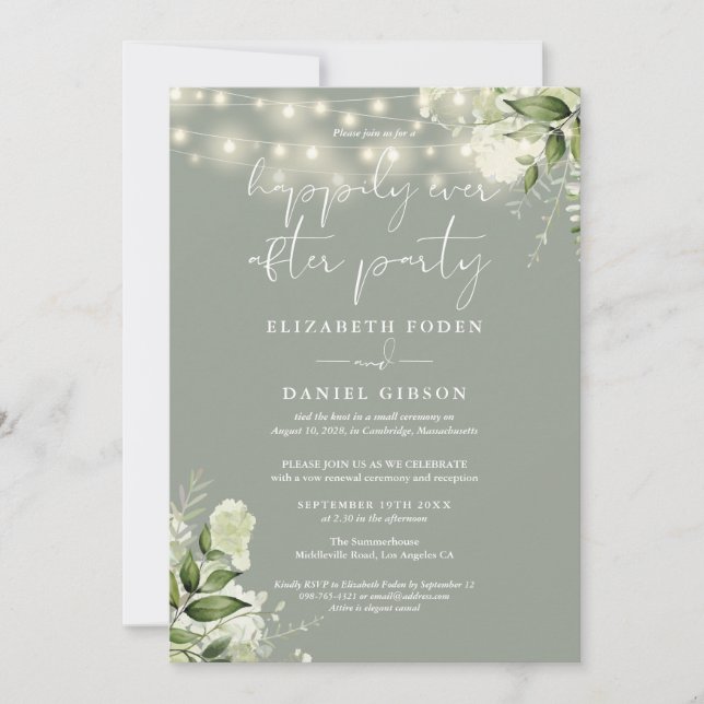 Invitation Greenery Happily Ever After Party Wedding Vows (Devant)