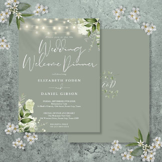 Invitation Greenery Lights Sage Green Wedding Welcome Dinner