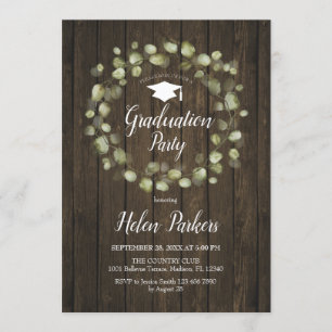 Invitation Greenery Wreath : Parti de la graduation russe
