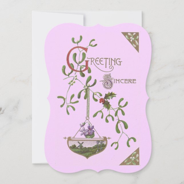 Invitation "Greeting Sincere" Vintage blanc (Devant)