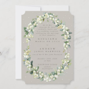 Invitation Greige Snowberry+Eucalyptus Réception de mariage u