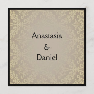 Invitation greish élégante de mariage damassé