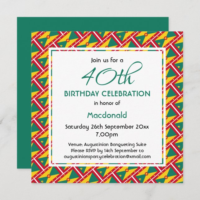 Invitation GRENADA CARRIACOU FLAG personnalisé Anniversaire F (Devant / Derrière)