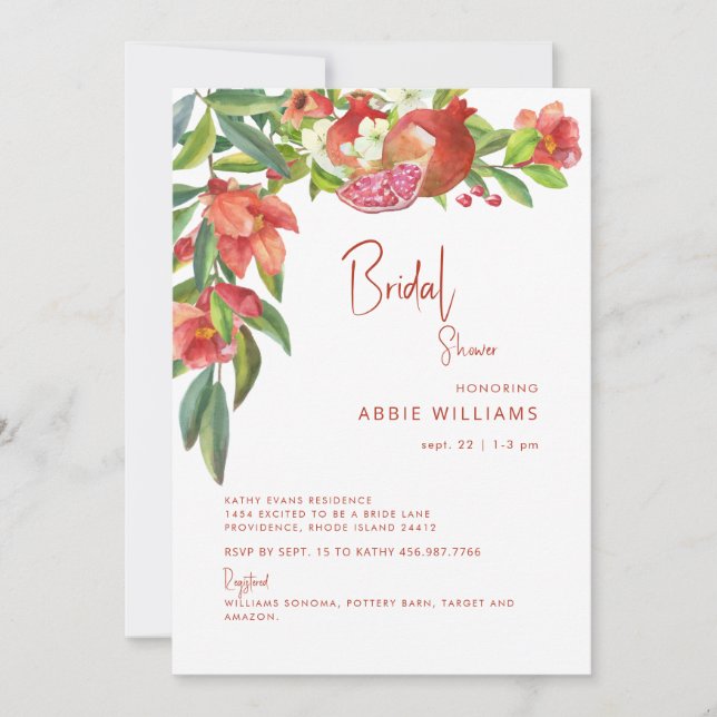Invitation Grenade Toscane Rouge Mariage Coloré (Devant)