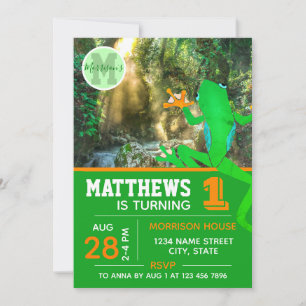 Invitation Grenouille 1er anniversaire froggy tropical faune
