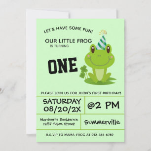 Invitation Grenouille 1ère fête d'anniversaire Un an Froggy v