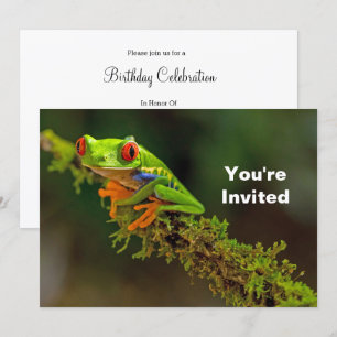 Invitation Grenouille à arbre rouge photo Anniversaire