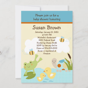Invitation Grenouille dans l'étang/Baby shower de tortue Invi