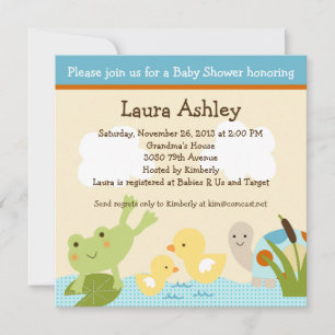 Invitation Grenouille dans l'étang/Baby shower tortue Invitat