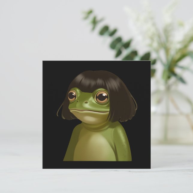 Invitation Grenouille drôle Bob coupe de cheveux Mème Grenoui (Debout devant)