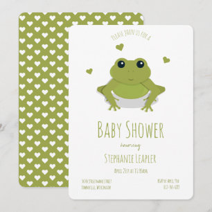 Invitation Grenouille Green Cute Baby shower animal