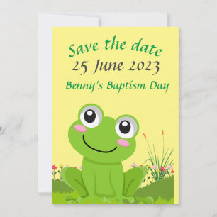 Invitation Grenouille heureuse ENREGISTREZ LA DATE - texte mo