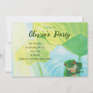 Invitation Grenouille Verte Sous La Fête Lily Pad