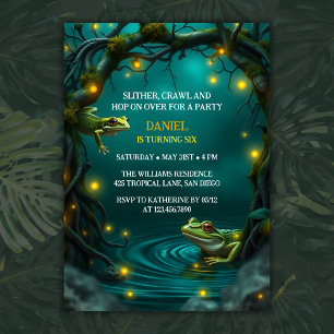 Invitation Grenouilles tropicales Lizards Enfants Reptile Fêt
